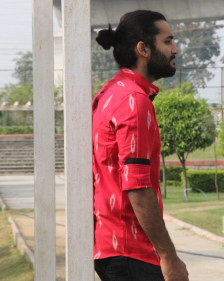 Alternative view of desire red ikat shirt