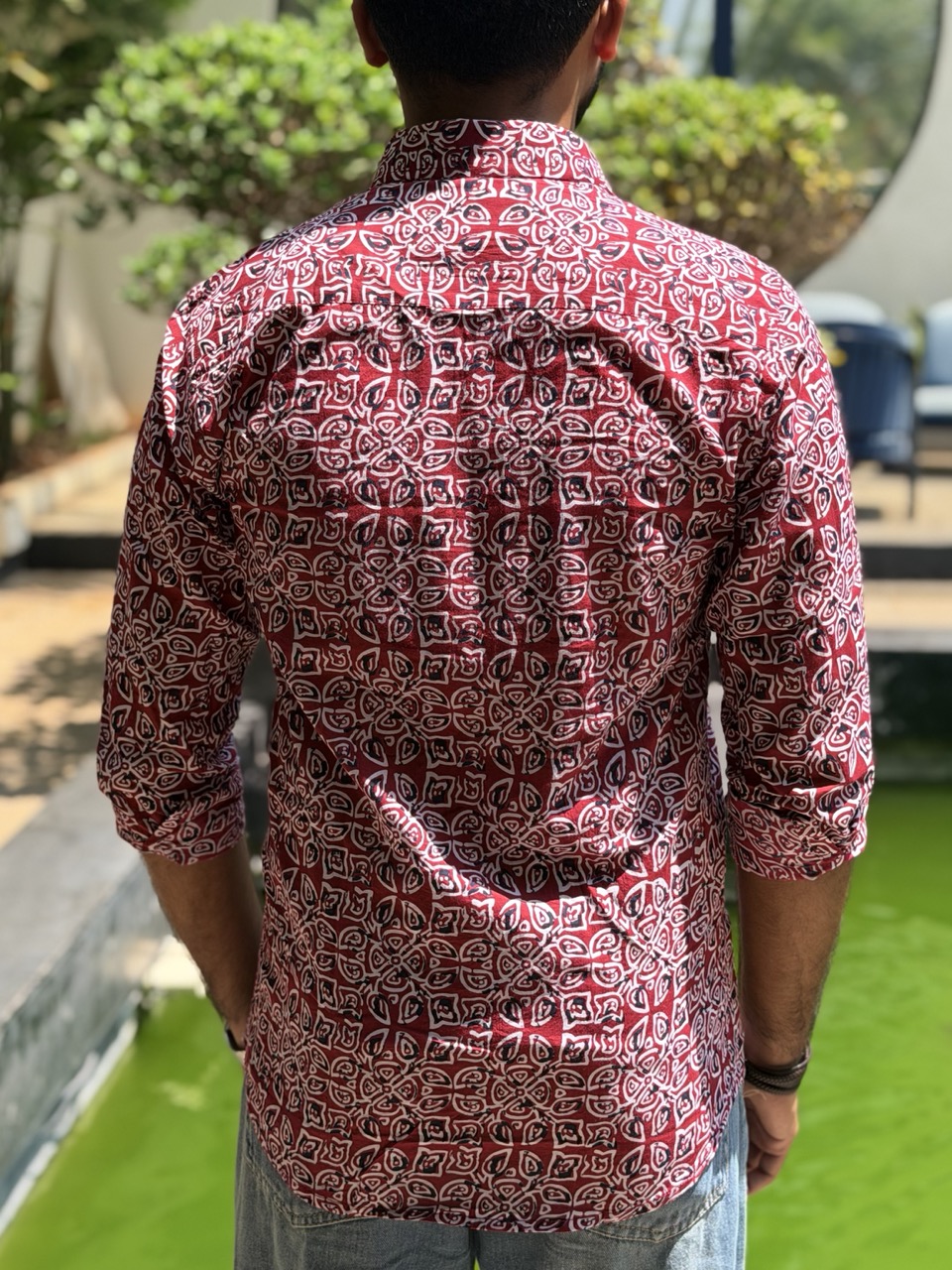 Pattachitra Red Artisan Printed Shirt - Image 4