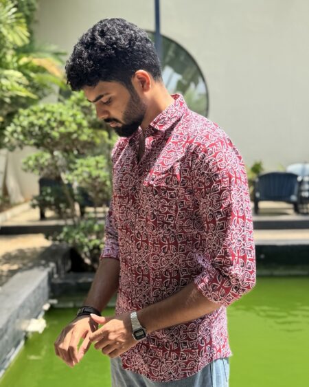 Pattachitra Red Artisan Printed Shirt