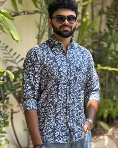 Abstract Blue Printed Shirt