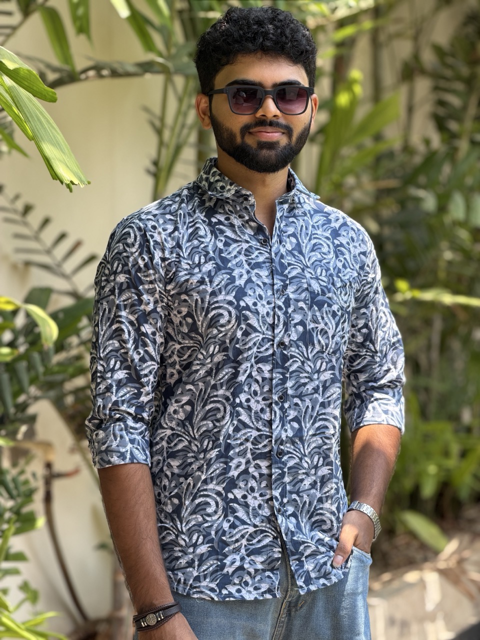 Abstract Blue Printed Shirt