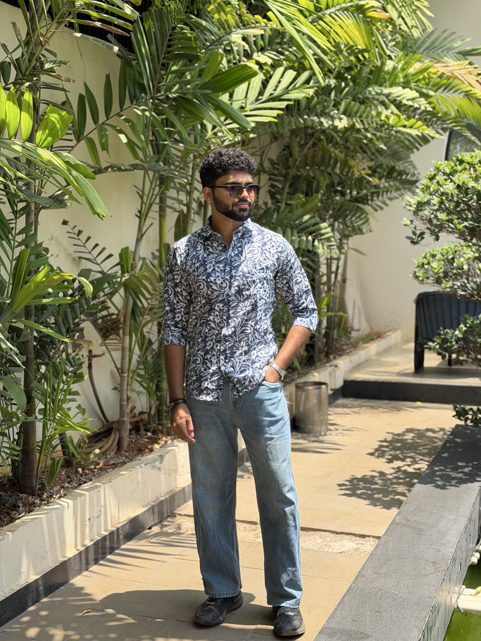 Abstract Blue Printed Shirt - Image 2
