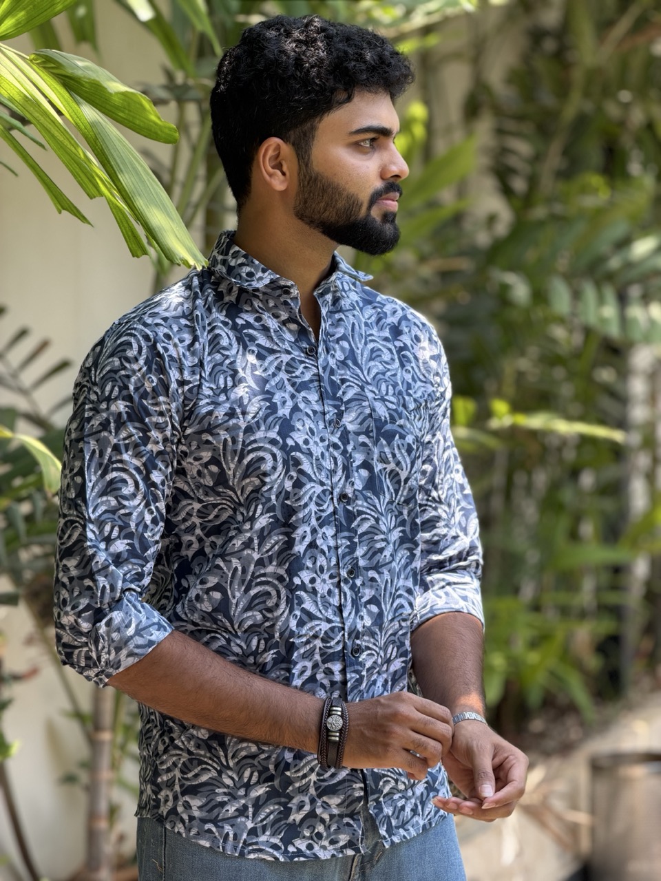 Abstract Blue Printed Shirt - Image 3