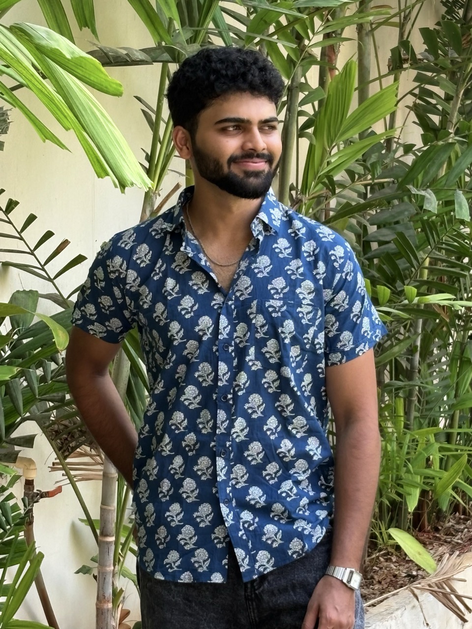 Flora Blue Printed Shirt - Image 3