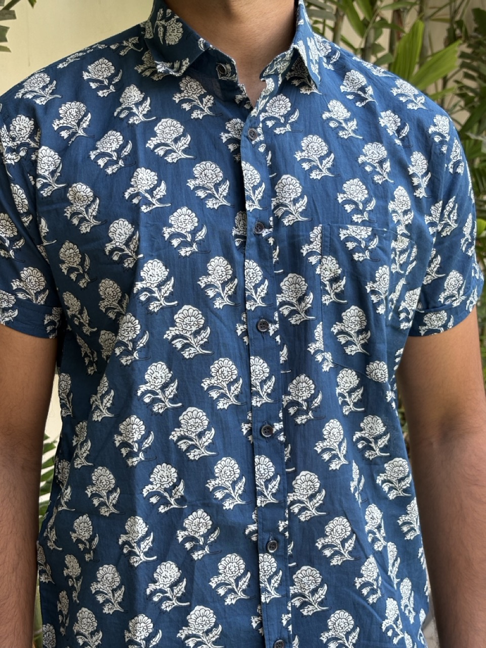 Flora Blue Printed Shirt - Image 2