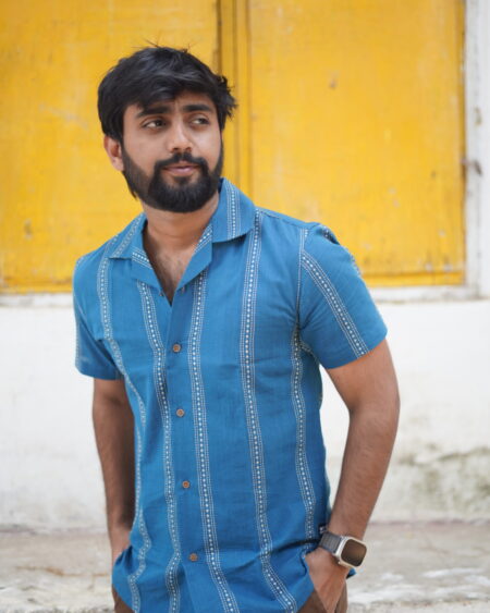 Kanaka Shirt Men | Blue Gold Designer Shirt for Men