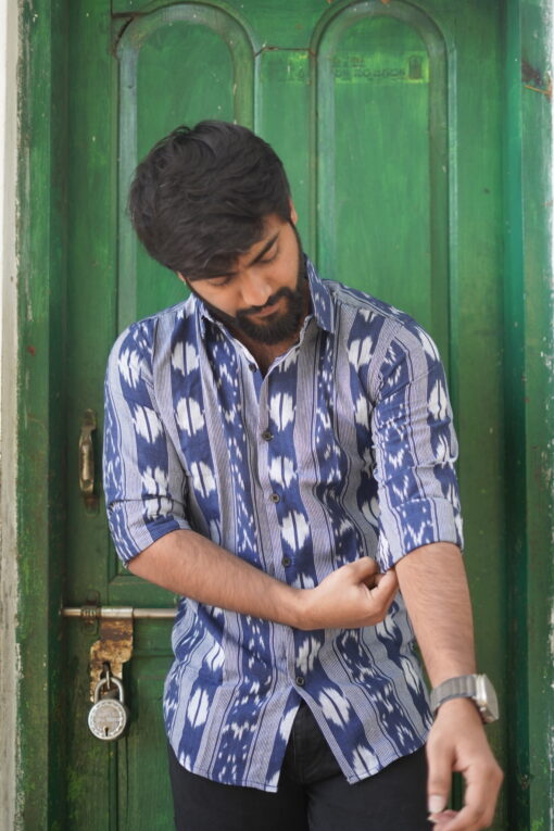 Neelvara Mens Ikat Shirt - Image 3