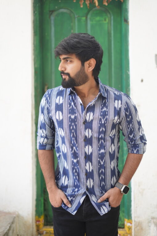 Neelvara Mens Ikat Shirt - Image 5