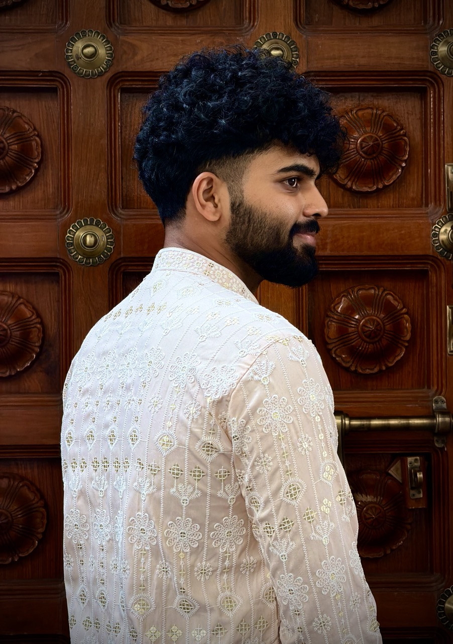 Peach Noor Mirror Work Kurta - Image 4