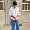 White Kantha Thread Short Kurta