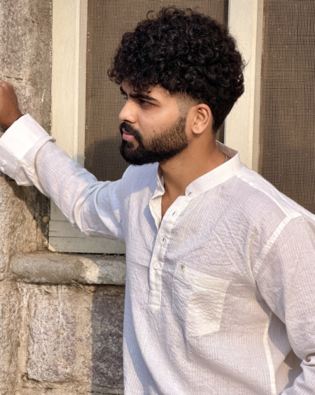 White Kantha Thread Short Kurta