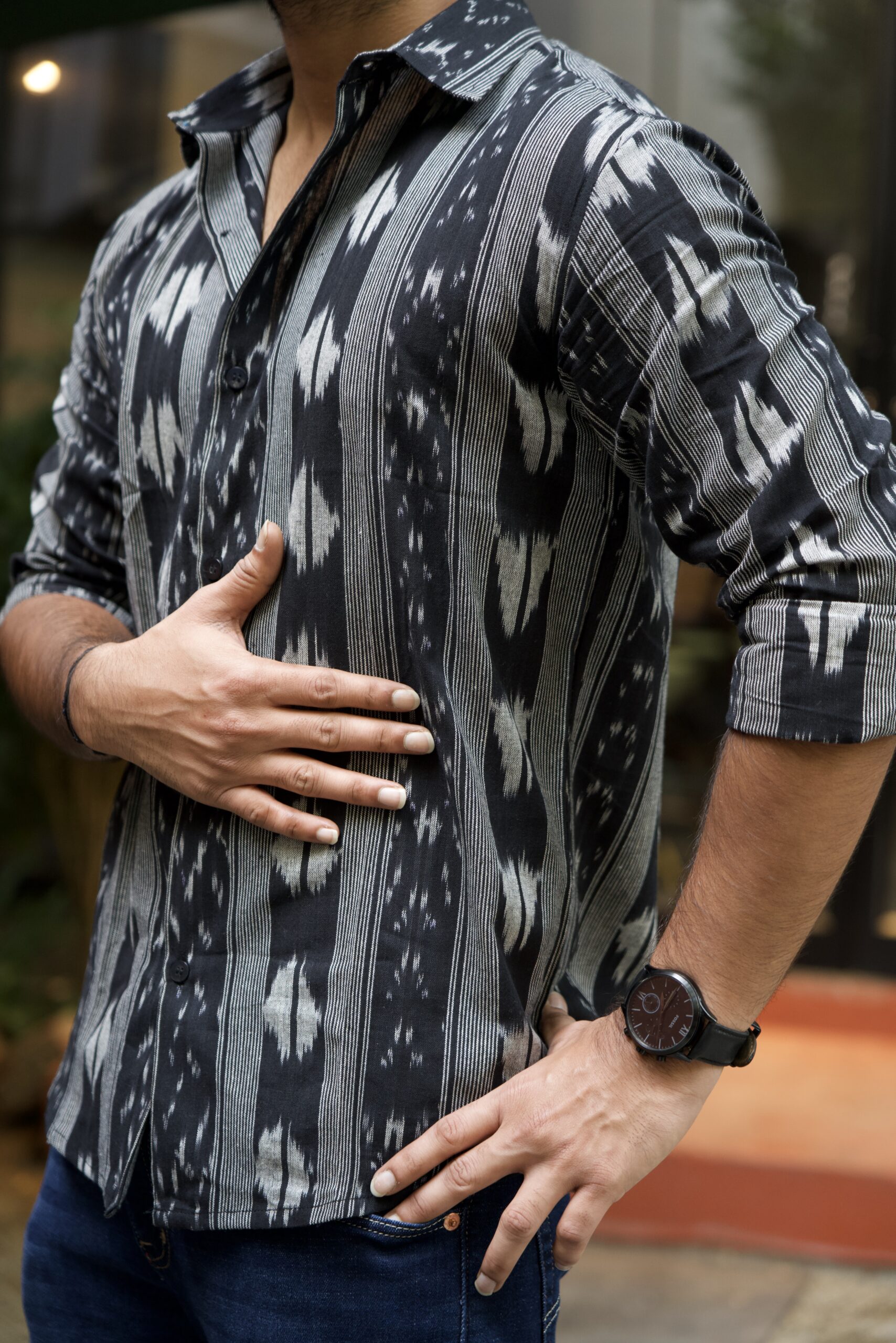 Shadow Weave Mens Ikat Shirt - Image 3