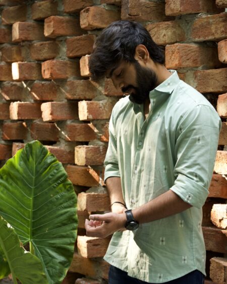 Sage Green Handwoven Jamdani Shirt