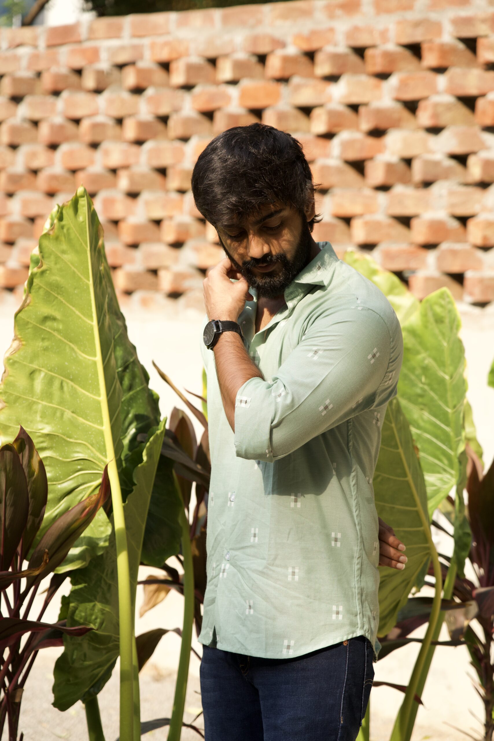Sage Green Handwoven Jamdani Shirt - Image 3