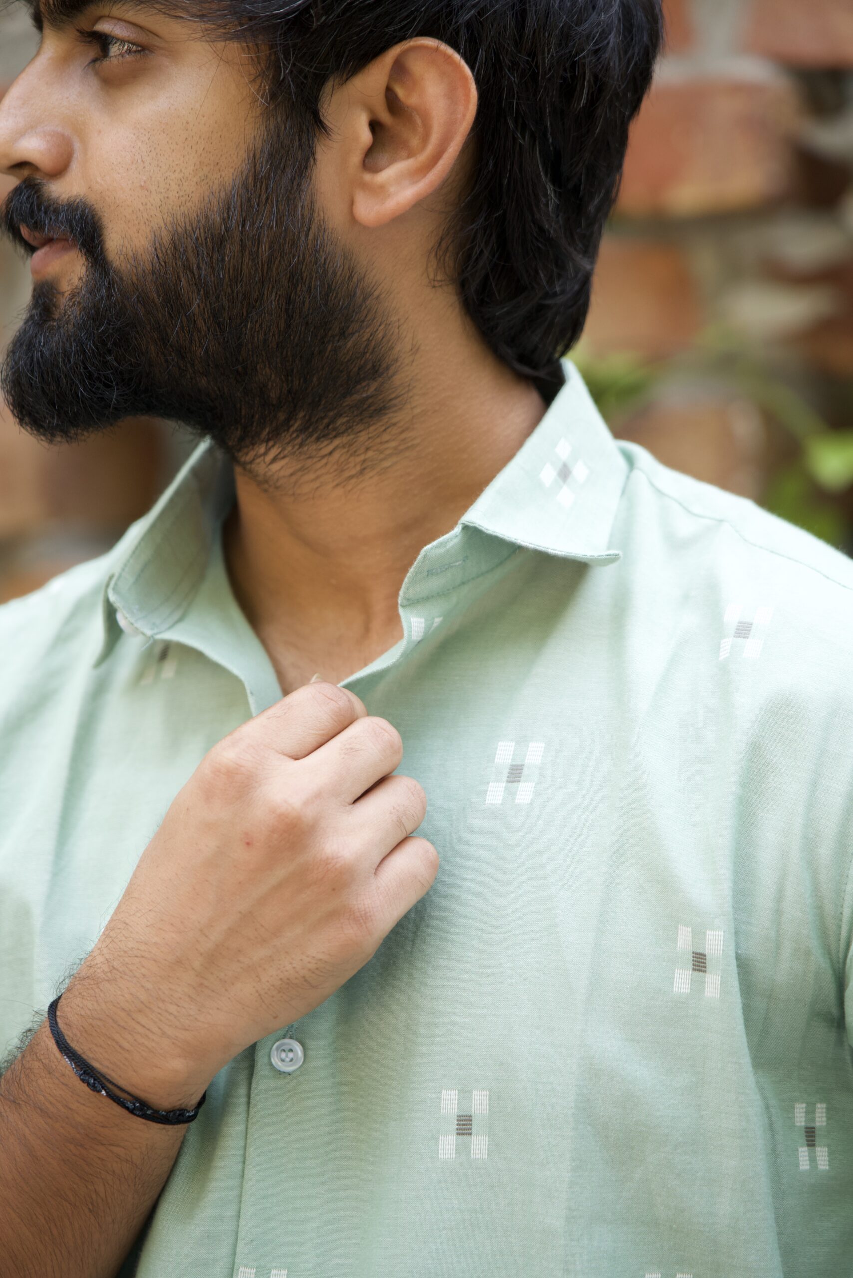 Sage Green Handwoven Jamdani Shirt - Image 2
