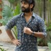 Man wearing Midnight Blue Kalamkari Printed Shirt by WovenWhale