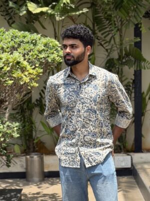 Ivory Blue Kalamkari Shirt