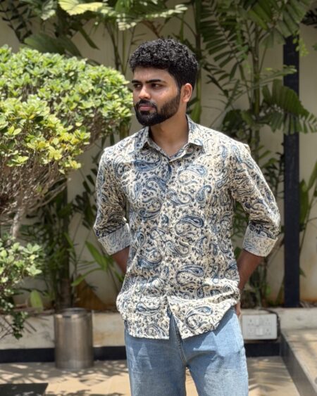 Ivory Blue Kalamkari Shirt