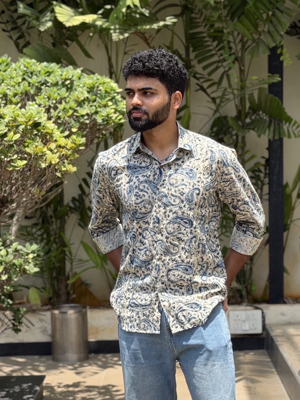 Ivory Blue Kalamkari Shirt - Image 2