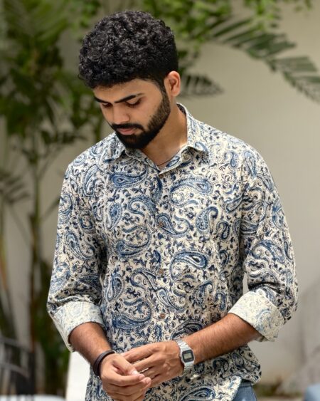 Alternative view of Ivory Blue Kalamkari Shirt