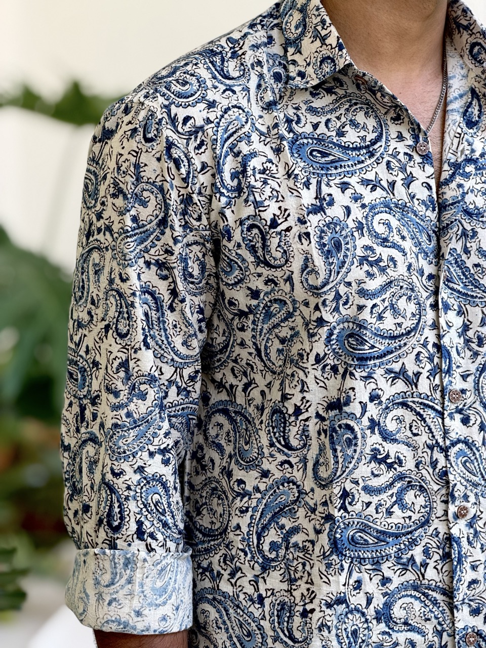 Ivory Blue Kalamkari Shirt - Image 3
