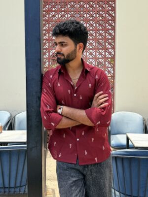 Ruby Jamdani Handwoven Shirt
