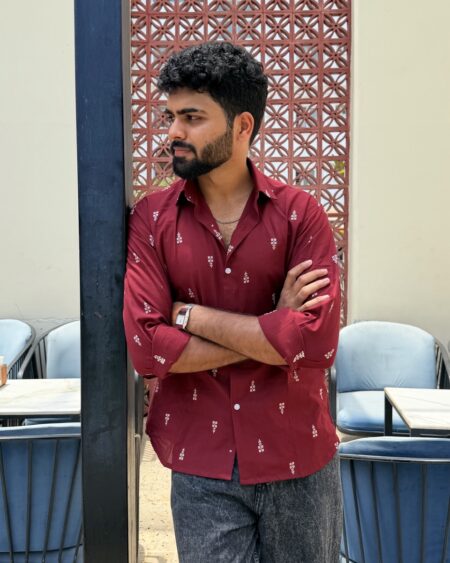 Ruby Jamdani Handwoven Shirt