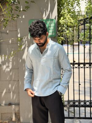 Azure Kantha Thread Short Kurta