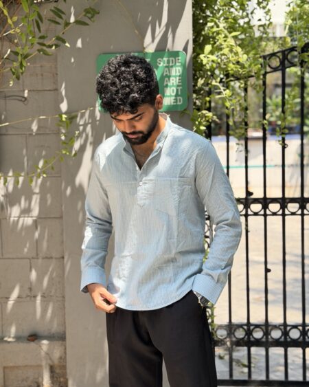 Azure Kantha Thread Short Kurta