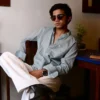 Man wearing Azure Kantha Thread Short Kurta by WovenWhale