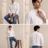 Alternative view of White Linen Blend Mandarin Collar Shirt