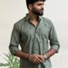 Man wearing Emerald Motif Cotton Shirt by WovenWhale