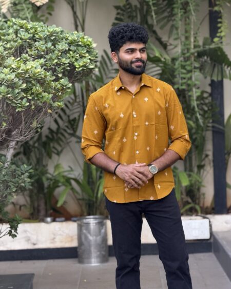 Mustard Jamdani Handwoven Shirt