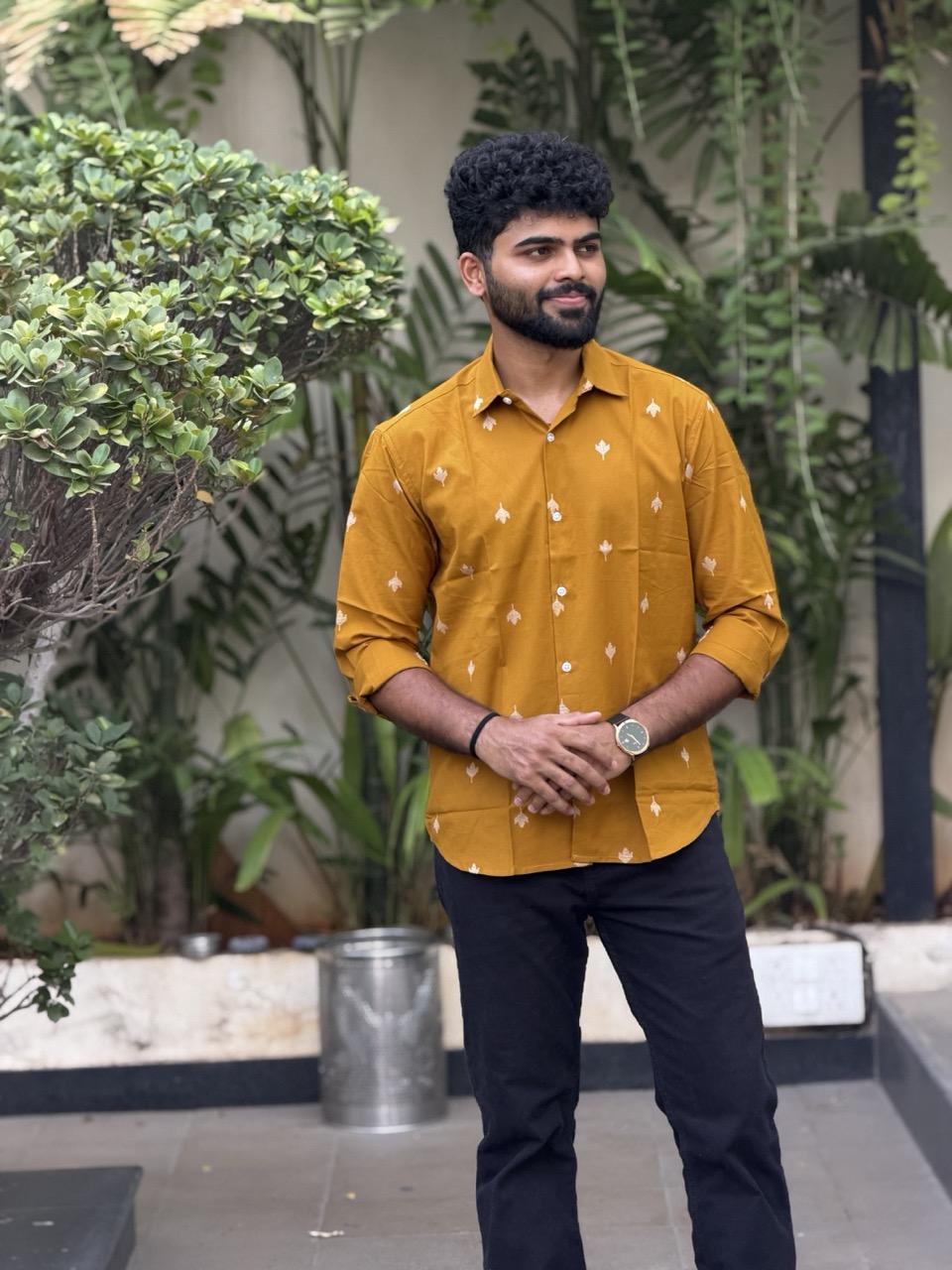 Mustard Jamdani Handwoven Shirt