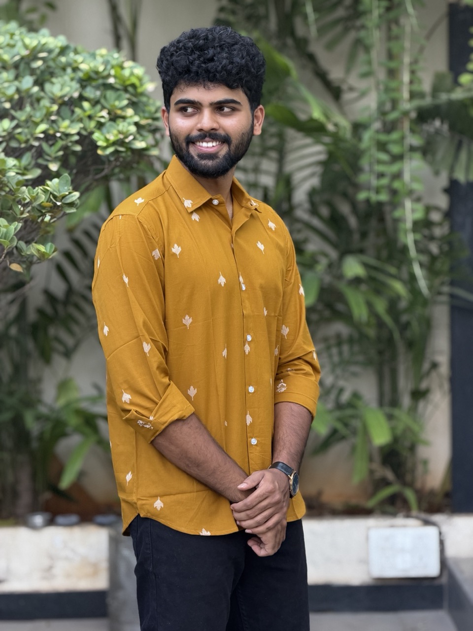 Mustard Jamdani Handwoven Shirt - Image 3