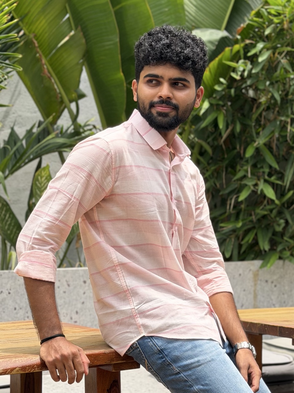 Blush Horizon Handwoven Cotton Shirt - Image 2