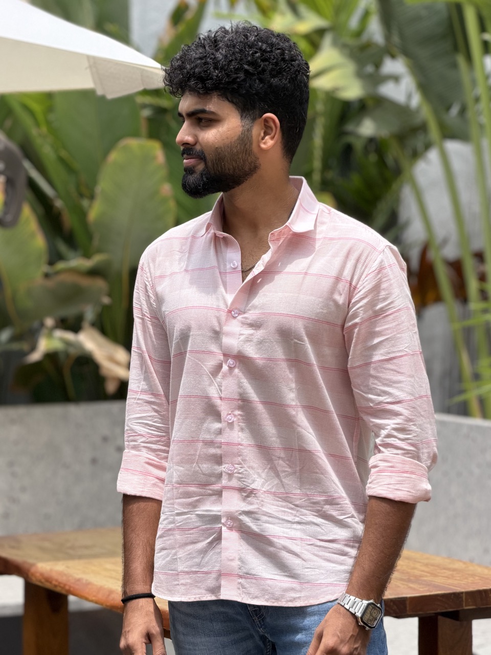 Blush Horizon Handwoven Cotton Shirt - Image 3