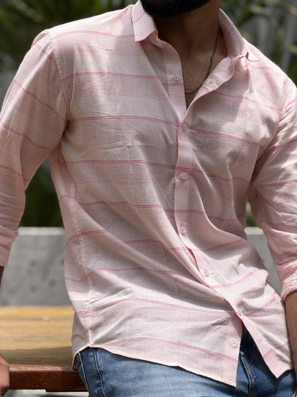 Blush Horizon Handwoven Cotton Shirt - Image 4