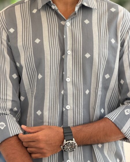 Slate Jamdani Shirt - Image 3