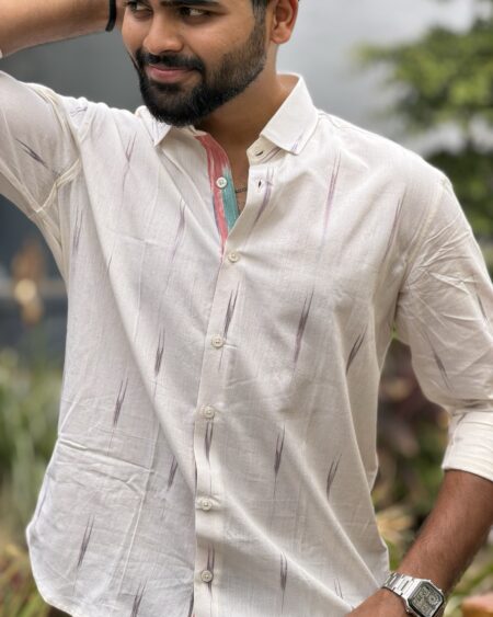 Alternative view of Ivory Handwoven Ikat Shirt