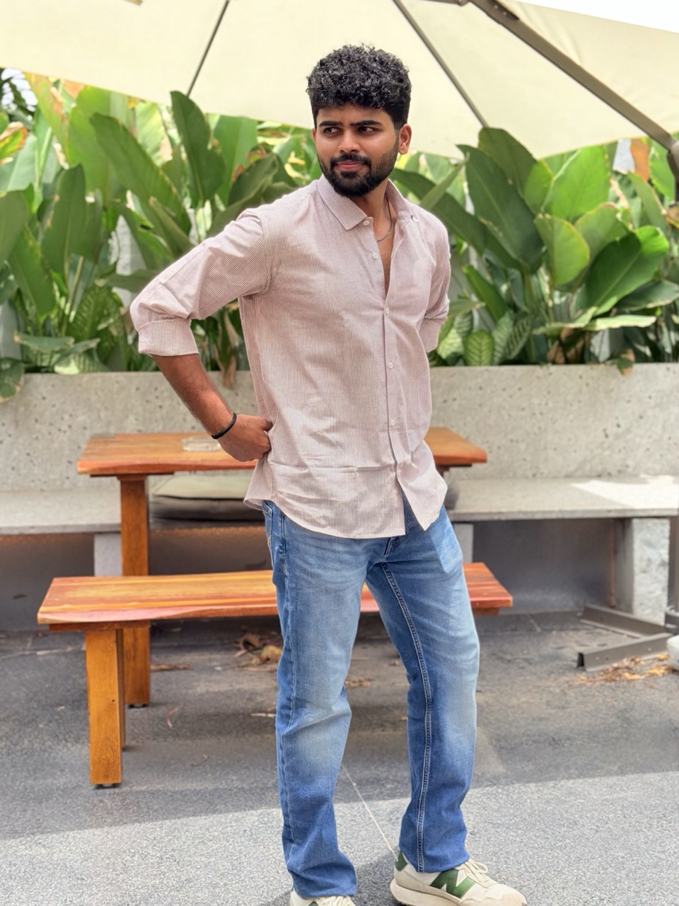 Mauve Handwoven Cotton Stripe Shirt - Image 2