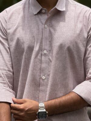 Mauve Handwoven Cotton Stripe Shirt