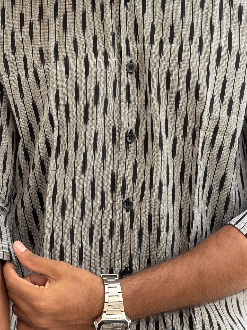 Stone Grey Ikat Shirt - Image 5
