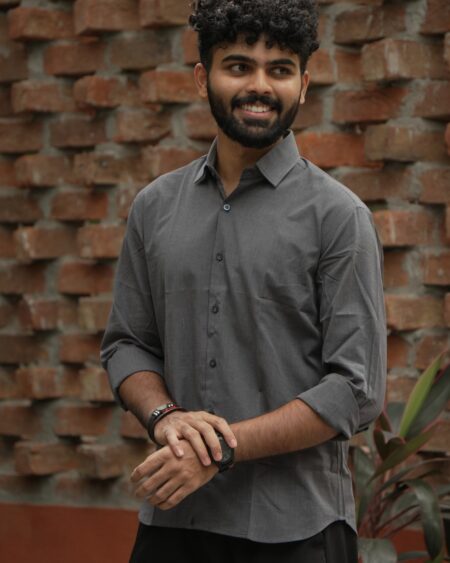 Charcoal Slub Handwoven Shirt - Image 4