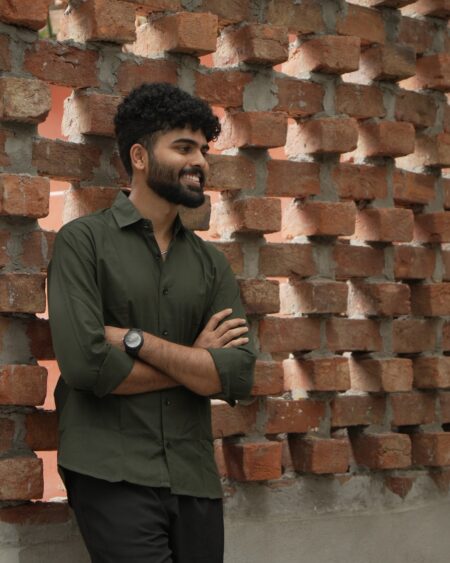 Olive Slub Handwoven Shirt - Image 3