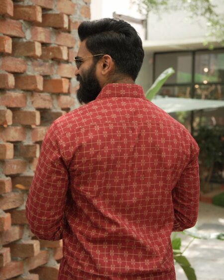 Merlot Jacquard Cotton Shirt - Image 3